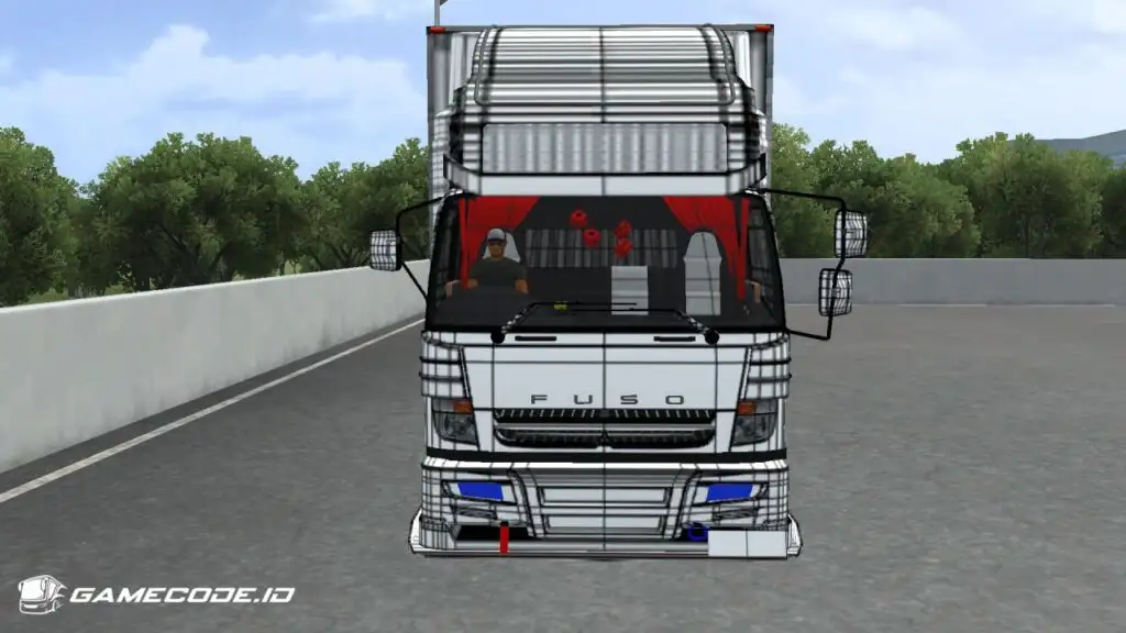 tampilan truck fuso box mbois dari depan