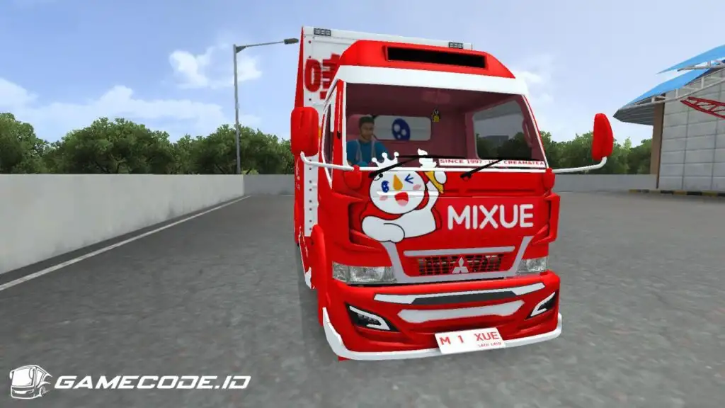 Tampilan mod Canter Box Es Krim Mixue dari depan