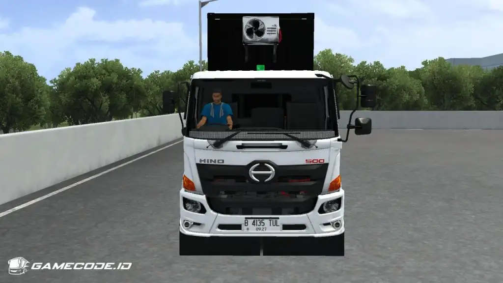 tampilan truk hino 500 trailer kontainer bagian depan