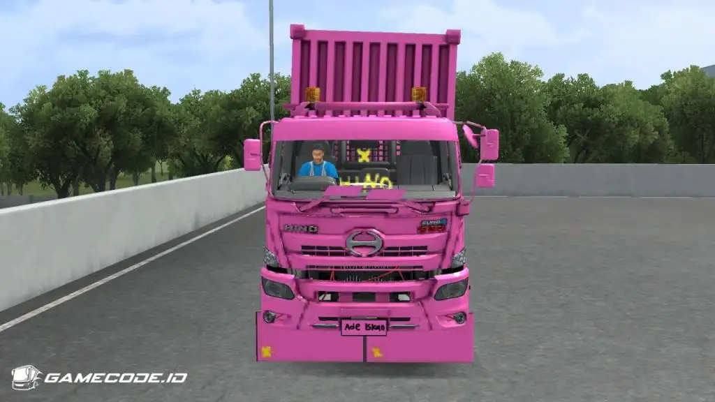 tampilan truk hino trailer 20ft bagian depan