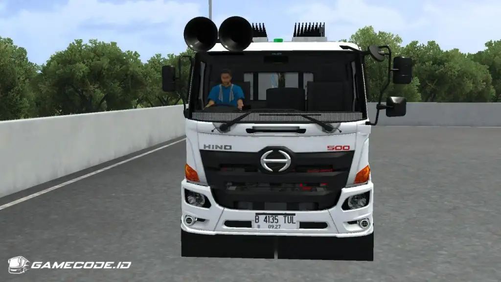 tampilan truk hino trailer beton bagian depan