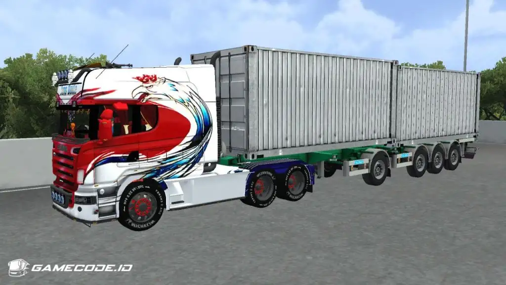 tampilan Scania R580 Longline Trailer bagian samping